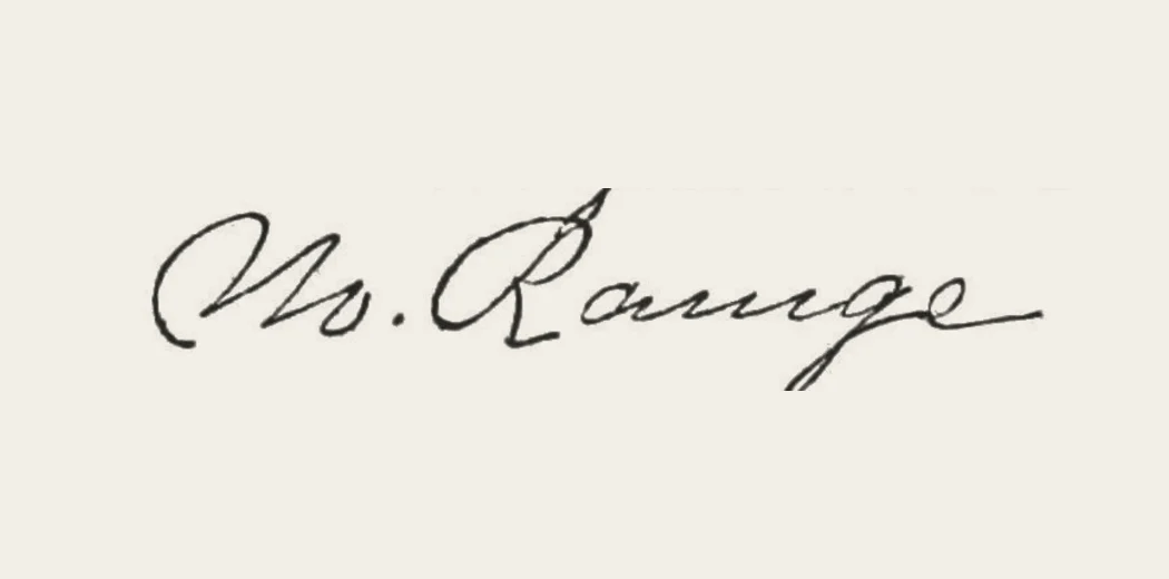 Thin cursive signature on faded scanned paper